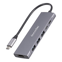 docooler 6-in-1 Multifunctional Type-C Aluminum Alloy Hub Type-C to Type-C USB3.0 HD Converter Adapter Support PD