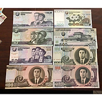 Bộ đầy đủ 8 tờ tiền Triều Tiên, tiền cổ sưu tầm phong thủy