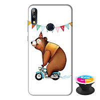 Ốp lưng điện thoại Asus Zenfone Max Pro M2 hình Chú Gấu Đạp Xe tặng kèm giá đỡ điện thoại iCase xinh xắn - Hàng chính hãng