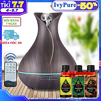 Máy Xông Tinh Dầu Tặng 3 Tinh Dầu Sả Chanh + Bạc Hà + Quế. Máy Khuếch Tán Tinh Dầu Có Remote Điều Khiển Từ Xa Chuyên Dụng Xông Tinh Dầu Cho Phòng Lớn