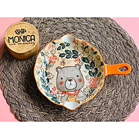Đĩa gốm dáng chảo có tay cầm gấu kute - HN