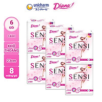 Combo 6 Băng Vệ Sinh Diana Sensi Siêu Mỏng Cánh 8 Miếng/Gói