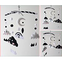 Treo nôi handmade hình mây trăng đen trắng kích thích thị giác cho bé