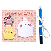 Giấy Ghi Chú Note Phân Trang Molang & Piu Piu Tặng Kèm Bút Chì - Cake