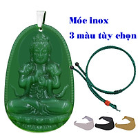 Vòng cổ mặt Phật hộ mệnh tuổi Mùi, Thân - Dây dù xanh Đại nhật như lai Thạch anh xanh lá DUXLTRTAXLN5 - Size phù hợp cho nam và nữ