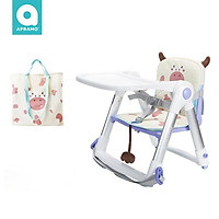 Ghế ăn dặm cho bé gấp gọn siêu nhẹ KidAndMom Apramo Flippa Dining Booster phiên bản bò sữa có thể mang theo du lịch