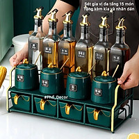 Kệ đựng gia vị hai tầng với giá để đồ gia dụng kết hợp đường và muối. Hũ gia vị gốm sứ giá rẻ năm 2021