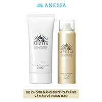 Bộ đôi Kem chống nắng dưỡng trắng dạng gel Anessa Whitening UV Sunscreen Gel 90g + Kem chống nắng dưỡng da dạng xịt bảo vệ hoàn hảo Anessa Perfect UV Sunscreen Skincare Spray 60g