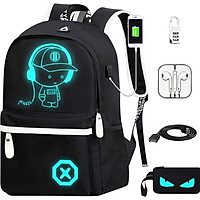 Bộ Balo Phát Sáng (Tặng Ví + Cáp Sạc Usb + Tai Nghe + Khóa Số Chống Chộm)