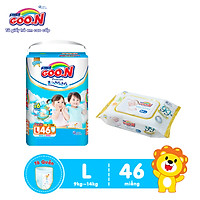 Tã Quần Goo.n Premium Cao Cấp Gói Cực Đại Size L46 (46 Miếng) + Tặng bịch khăn ướt Goo.N Premium 80 miếng cao cấp