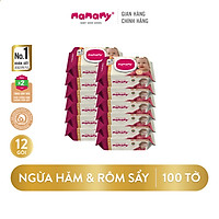 Combo 12 gói khăn ướt Mamamy 100 tờ/ gói có nắp an toàn cho bé