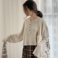 Áo khoác ngoài cổ trụ nữ cadigan dài tay cổ trụ vải tăm vuông cá tính