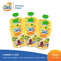Combo 6 Gói Trái cây nghiền vị táo, quả mọng và yến mạch Fruto Nyanya 130g
