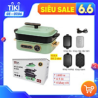 Nồi Lẩu Điện Đa Năng 4 Khay Rời - Lẩu, Nướng, Hấp, Làm bánh riêng biệt - Công suất lớn 1400W làm nóng nhanh, Lớp phủ chống dính đặc biệt, Kiểm soát nhiệt độ an toàn - HÀNG CHÍNH HÃNG