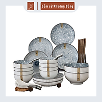 Bộ bát đĩa cao cấp, giá rẻ 32 món chất liệu gốm sứ cao cấp mã PDS005, phong cách Nhật Bản