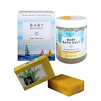 Muối Tắm Bé Sinh Dược 400g Cao Cấp ( Mẫu Mới) Tăng Cường Dịch Chiết Thảo Dược giảm Rôm Sảy Mề Đay - Mồ Hôi TRộn Tặng Kèm Xà Bông Thảo Dược