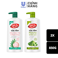 Combo 850g (chai) x2 Sữa tắm Lifebuoy Detox và Bảo vệ khỏi vi khuẩn : Matcha & Khổ qua, Dầu Tràm trà & Muối hồng
