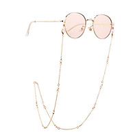 Women Eyeglasses Chain Simple Imitation Pearl Diamante Metal Hanging Neck Non-slip Glasses Eyeglass Cord