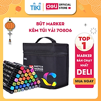 Bút màu marker chuyên nghiệp Deli -kèm túi vải - 30/40/60/80 Màu - 70806