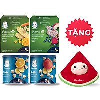 Combo 4 bánh ăn dặm (2 Rice Cracker + 2 Gerber Puff) - Tặng gối ôm dưa hấu