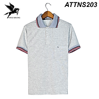 Áo thun polo nam trung niên tay lỡ có cổ vải cotton mát loại áo thun ngắn tay có cổ trung niên phối sọc cổ sọc tay