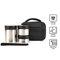 Bộ Hộp Cơm Giữ Nhiệt Thép Không Gỉ Lock & Lock LHC8031SLV - Bạc
