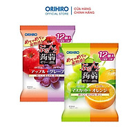 Thạch trái cây Orihiro - gói lớn 12 cái (vị cam và nho xanh, vị táo và nho tím)
