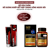 Bộ sản phẩm xương khớp nhập khẩu chính hãng trong uống ngoài bôi gồm: Viên uống GO Glucosamine 1-A-Day 1500mg (30 viên) và Kem bôi khớp Stabil (75 gam)