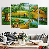Bộ tranh treo tường phong thủy trang trí nội thất đẹp và giá gốc tại xưởng mới nhất thị trường ĐL 63 đồng quê xưa