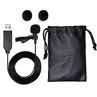 USB Microphone Lavalier Clip-on Omnidirectional Condenser Mini Mic For Laptop PC MacBook - Black