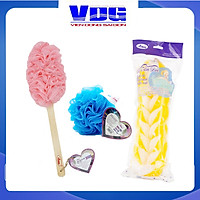 Combo Bông tắm tròn cao cấp Venus BRP-54 + Dây tắm dài đôi Venus BWP-90 + Bông tắm tay cầm Venus BH-150 (Giao màu ngẫu nhiên)