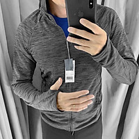 Áo Khoác Đi Nắng, Chống Nắng Có Mũ Cho Nam CN11-Cotton Thoát Mồ Hôi - Ghi gân đậm - M