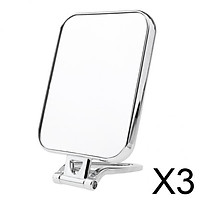 3xDurable Makeup Mirror Dormitory Bathroom Square Free-Standing Mirrors Silver