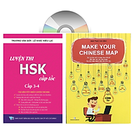 Sách - combo: Luyện thi HSK cấp tốc tập 2 (tương đương HSK 3+4 kèm CD) + Make your Chinese map Bản đồ tư duy từ vựng Tiếng Trung theo chủ đề + DVD tài liệu