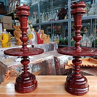 Cặp chân đèn gỗ xà cừ màu nâu đỏ cao 53 cm