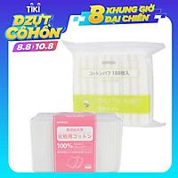 Combo 1 hộp 1000 miếng và 1 túi 180 miếng Miniso Bông tẩy trang 100% Cotton Nhật