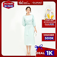 Đầm dáng ôm nữ thiết kế tay lỡ xếp eo sang trọng GUMAC DB593