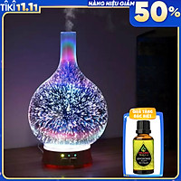 Máy Xông Tinh Dầu Cao Cấp Ánh Sáng 3D + Tinh Dầu Sả Chanh 10ml/ Máy Khuếch Tán Siêu Âm, Chuyên Dụng Xông Tinh Dầu Thơm Phòng, Tạo Ẩm