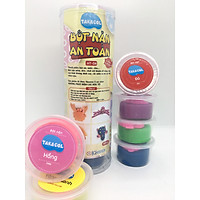 Bột nặn an toàn TAKACOL ống nhựa 6 màu có khuôn chơi kèm trong hũ HT-04