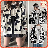 Áo khoác bò sữa KA Closet chất nỉ ép in chuyển nhiệt 5d không nhòe, from to unisex nam nữ mặc được