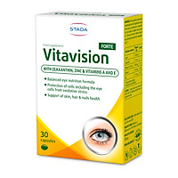 Viên uống bổ mắt VITAVISION FORT - tăng cường sức khỏe cho mắt - giảm mỏi mắt - giảm khô mắt - giảm nguy cơ thoái hoá điểm vàng và đục thuỷ tinh thể - Hộp 30 viên - Stada - Châu Âu
