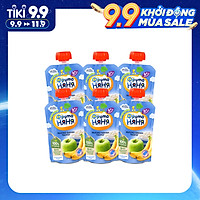 Combo 6 Gói Trái cây nghiền vị táo, chuối và phomai tươi Fruto Nyanya 90g