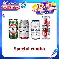 Combo bia lon đặc biệt | 330ml x 04 lon các loại bia siêu hot