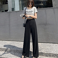 Quần Dài Gân Tăm Ống Rộng Thời Trang Dành Cho Nữ - ĐEN
