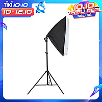 Bộ đèn studio chụp ảnh sản phẩm, quay phim, livestream chuyên nghiệp, bộ gồm chân đèn 2m kèm softbox 50x70cm, tay treo 138 cm.