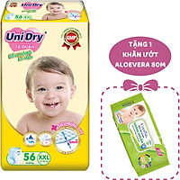 Tã Quần Siêu Mỏng UniDry Ultrathin Gói Cực Đại size XXL56 (56 miếng) - Tặng 1 Gói Khăn Ướt UniFresh Aloevera 80M