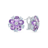 Bông Tai Đính Đá Amethyst và Topaz