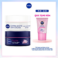 Bộ Đôi Kem Dưỡng Ngày Và Đêm Nivea Chiết Xuất Ngọc Trai Giúp Dưỡng Trắng Và Se Khít Lỗ Chân Lông (Kem Dưỡng Ban Ngày 50g - 82335 & Kem Dưỡng Ban Đêm 50g- 86740)