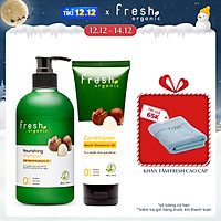 Bộ đôi gội xả Fresh Organic Phục hồi hư tổn chiết xuất hạt Macca hữu cơ 500g + 180g