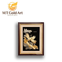 Tranh Tùng Hạc hiên diên(27x34cm) dát vàng MT Gold Art- Hàng chính hãng, trang trí nhà cửa, quà tặng dành cho sếp, đối tác, khách hàng, mừng thọ
